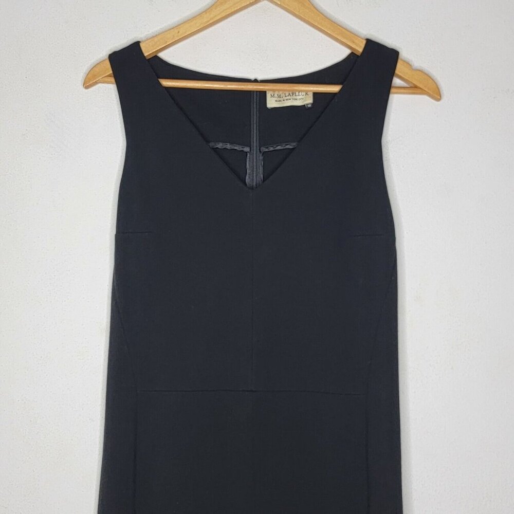 M.M. LAFLEUR Size 12 Black Sleeveless Midi V-Neck Dress Women's - Picture 3 of 7